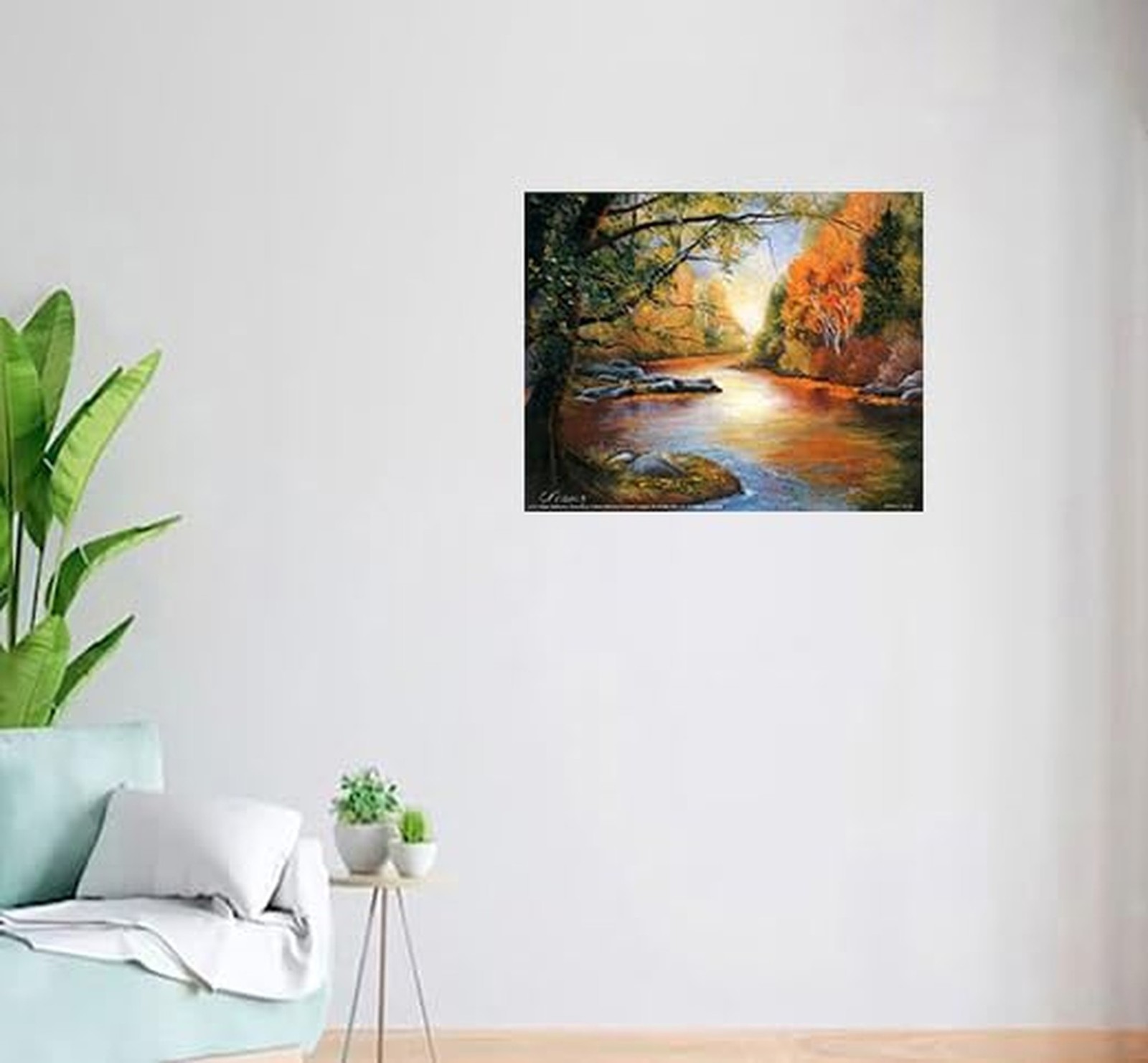 Scenery Forest Creek Water Reflection Nature Calming Landscape Wall Decor Art…