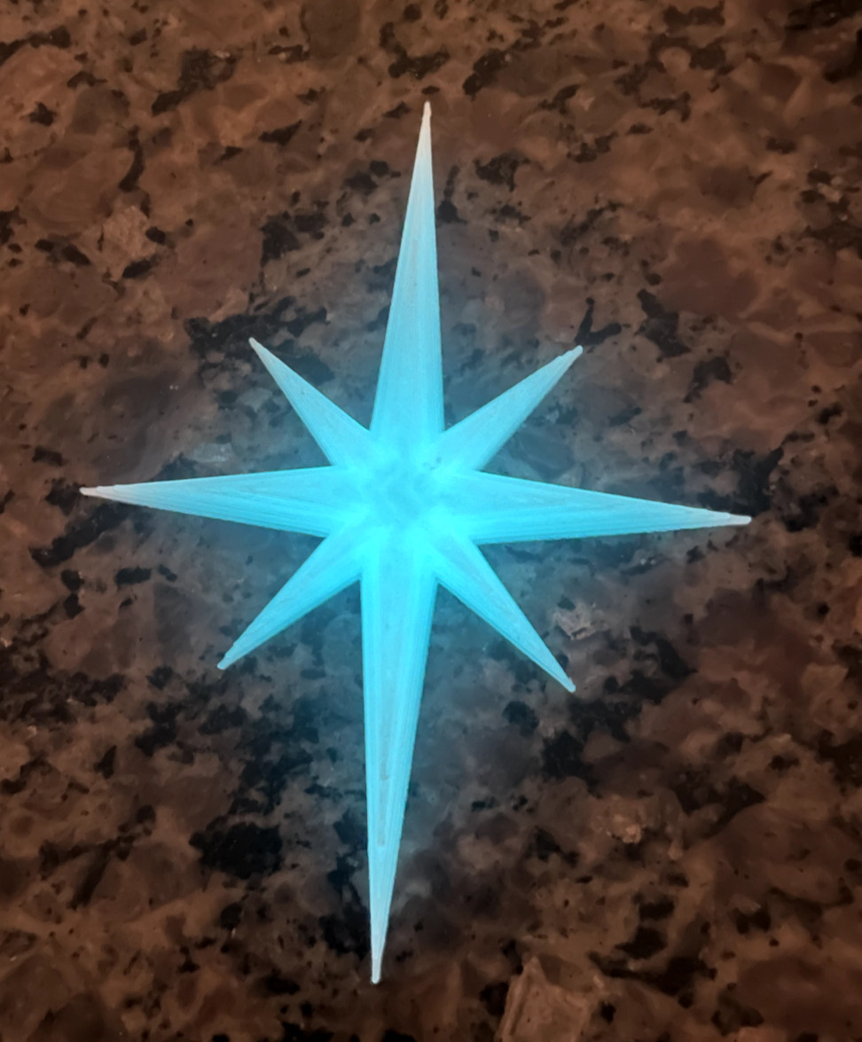 Glow-in-the-Dark Moon & Stars, Wall Art. Blue/Green Color 3D PLA Plastic