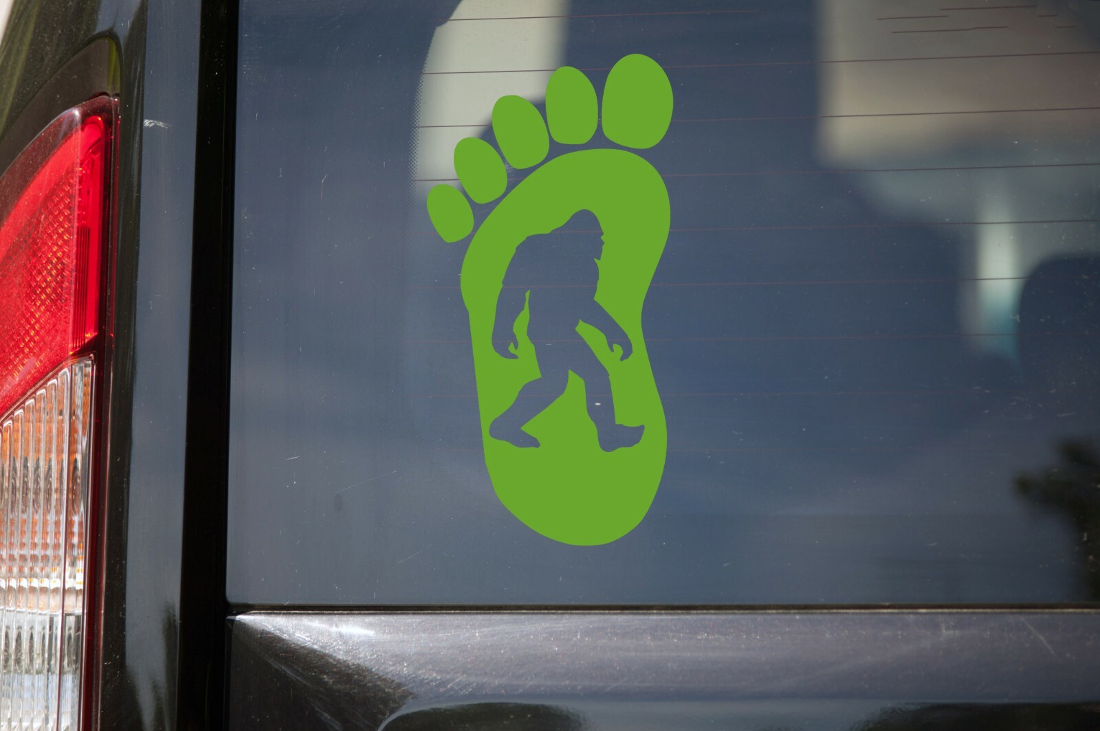 Bigfoot in Footprint Vinyl Decal V2 | Sasquatch PNW Hiking | Die Cut Sticker