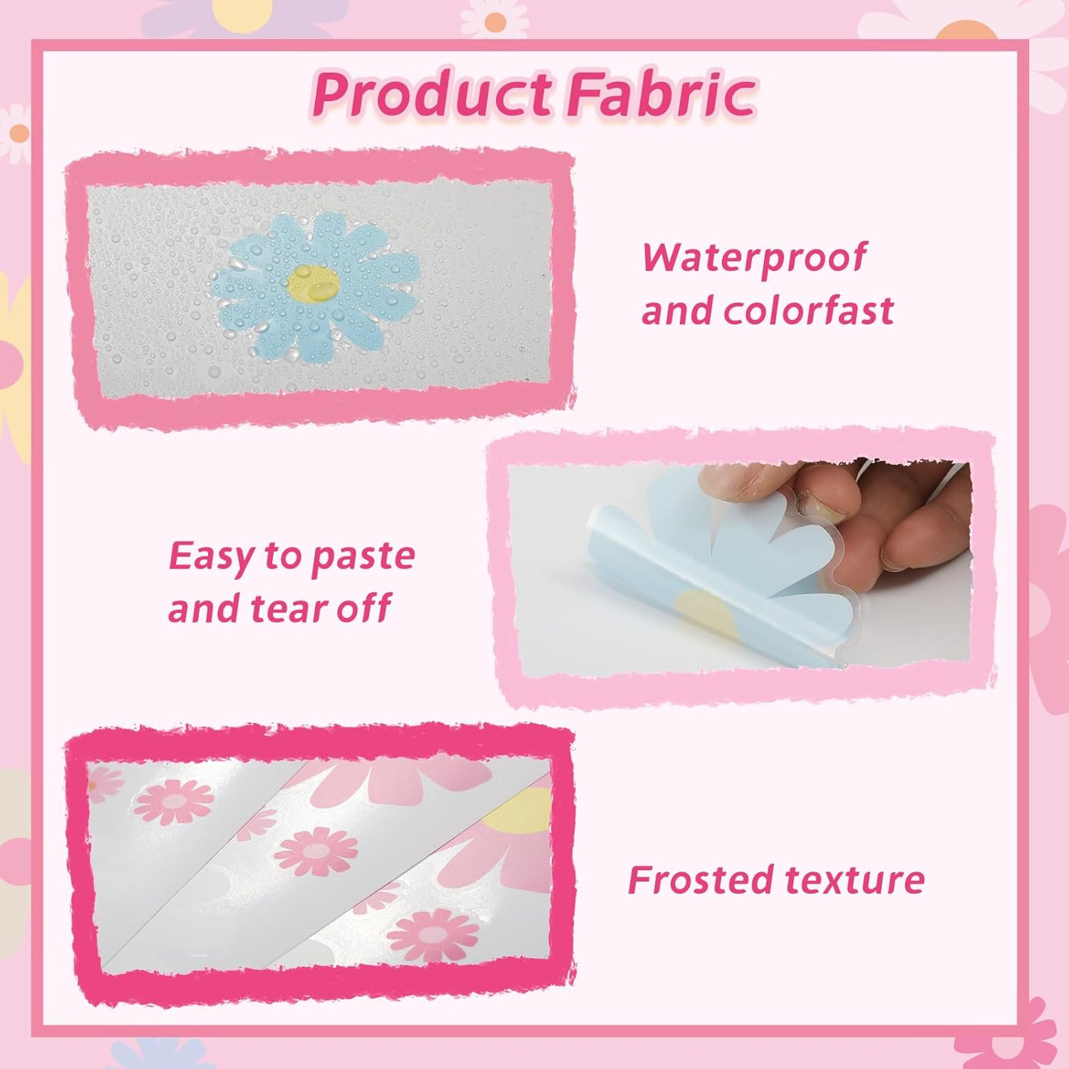12Sheet Daisy Wall Decals, 180Pcs Cute Flower Wall Decals, Flower Vinyl Walls De