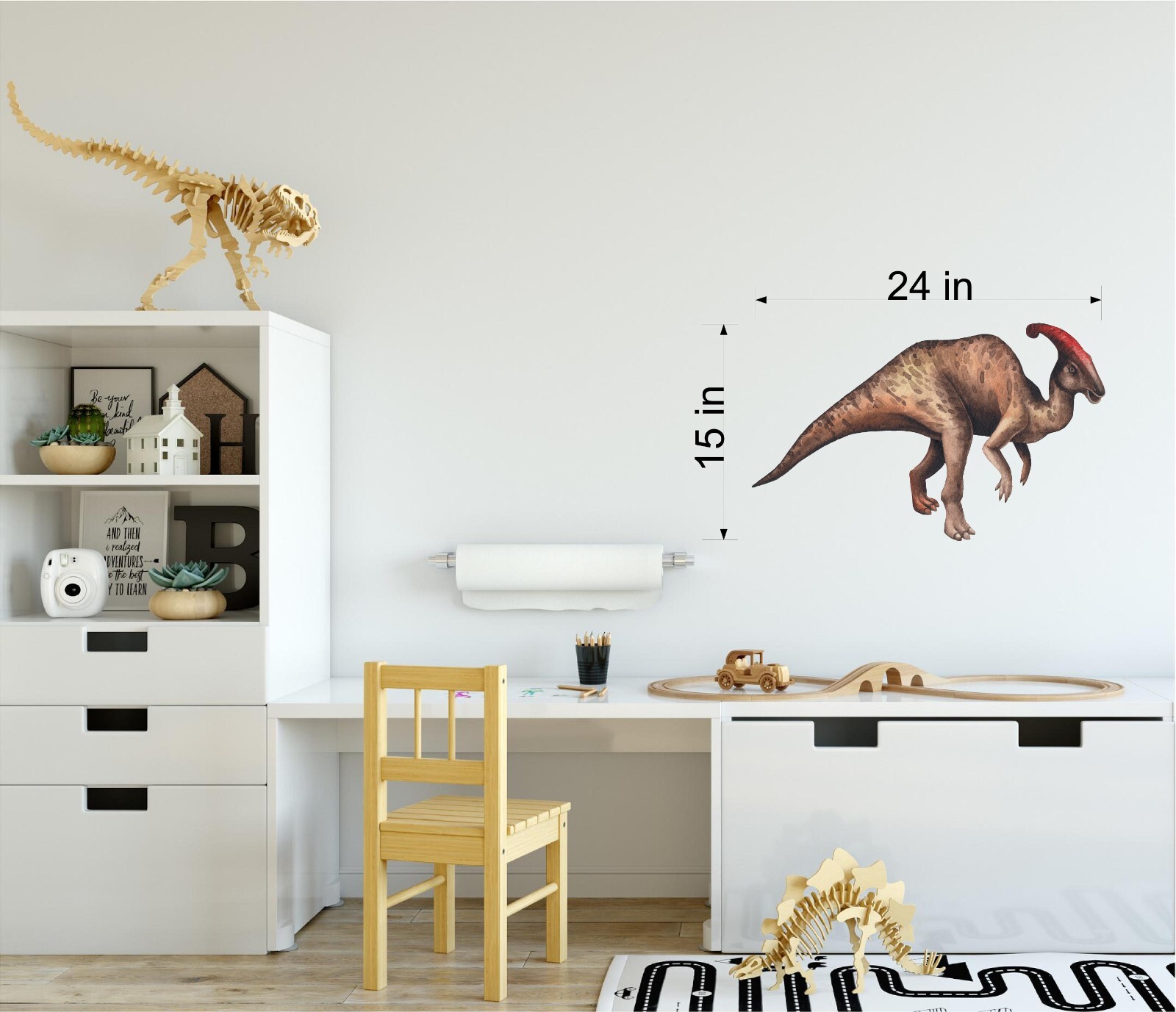 Watercolor Parasauroloph Dinosaur Wall Decal Removable Fabric Vinyl Wall Sticker