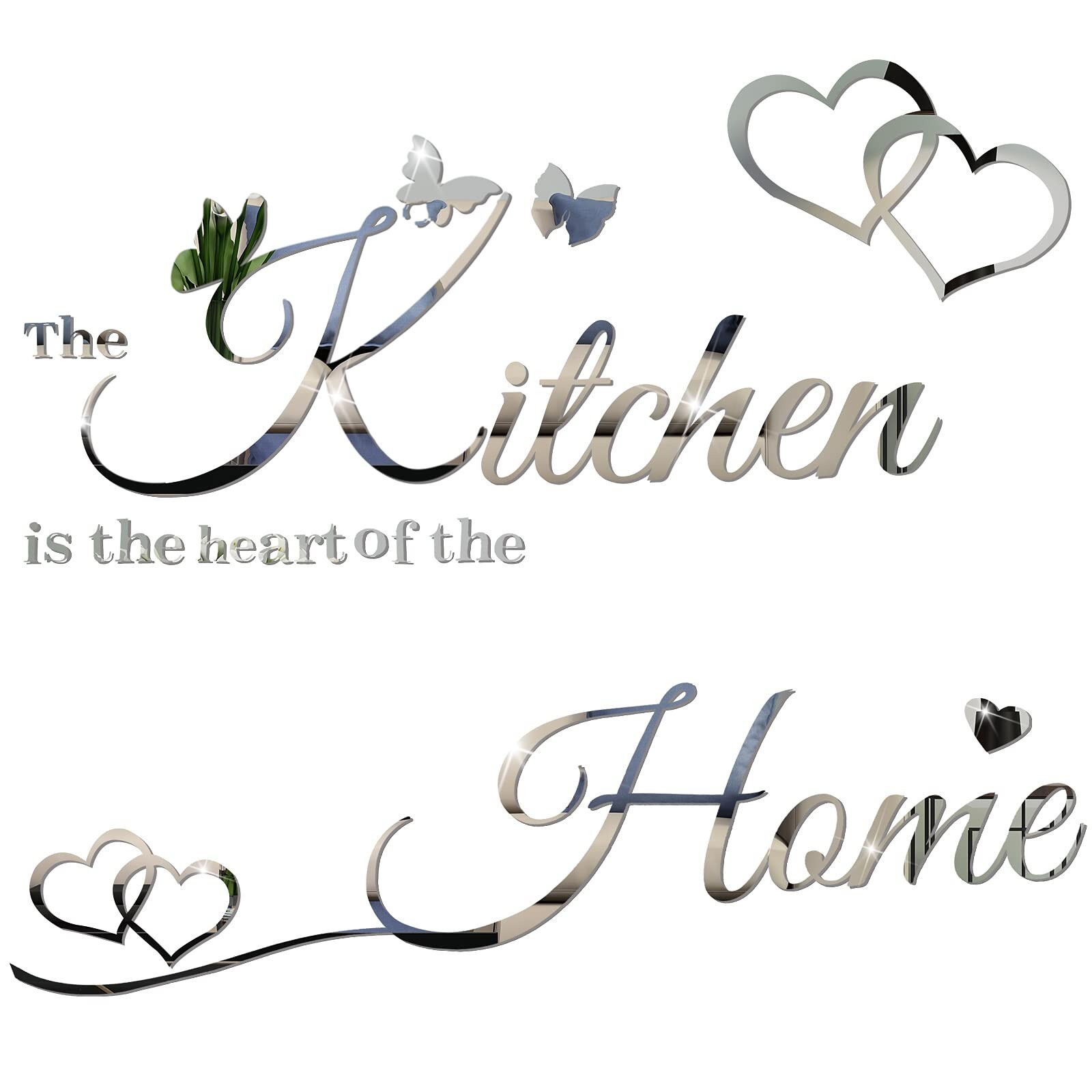 Outus 3D Acrylic Mirror Wall Decor Stickers Removable Kitchen Mirror Wall Dec…