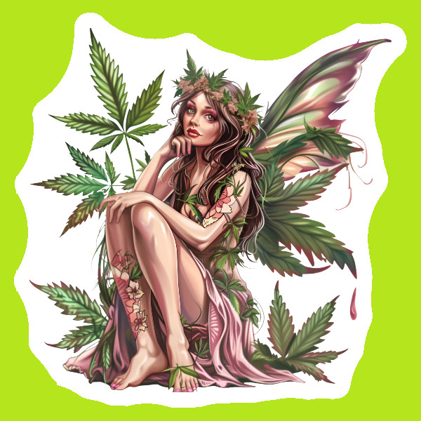 Stoner Fairy Vinyl Sticker Weed Fairy Decal 420 Marijuana Fairycore Stoner Gift