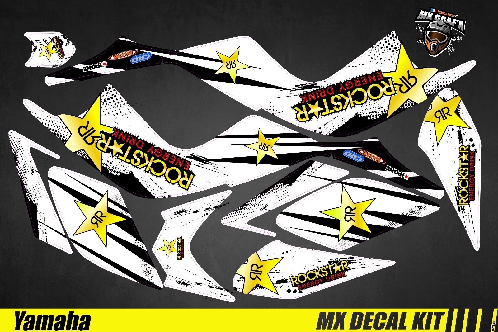 Decal Kit For Yamaha Raptor – ROCKSTAR WHITE 1