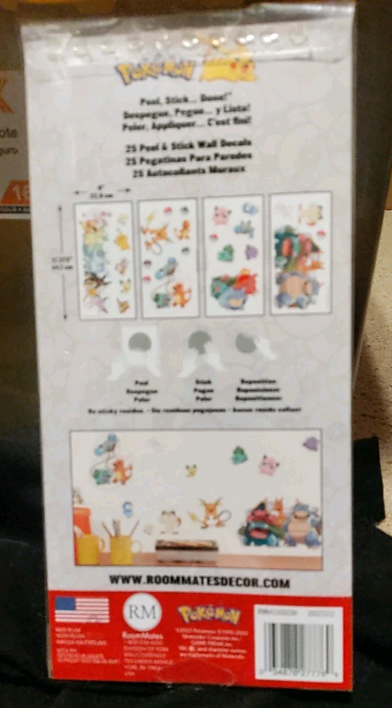 Pokemon Peel And Stick Wall Decals 25 Count Room Mates 2022 Kids Room Decor