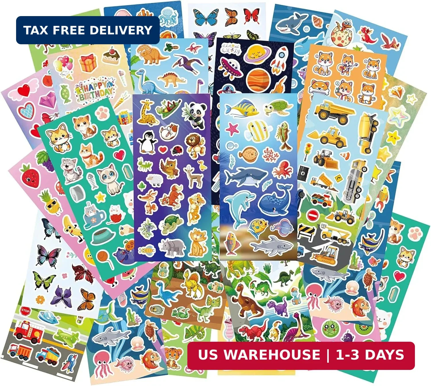 Kid Stickers Bulk – 36 Kid Sticker Sheets, 800+ Pieces Cartoon Animal Waterproof