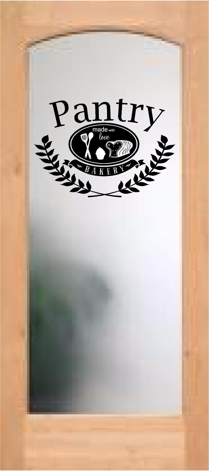 Pantry Door decal sticker made with love vinyl bread cupcake utensils bakery art