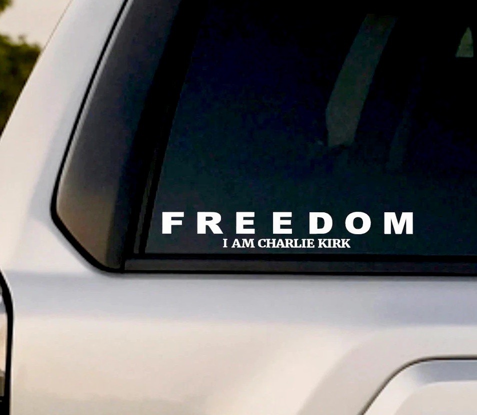 Charlie Kirk Freedom Decal Sticker Vinyl Bumper Car Bottle Laptop Patriotic