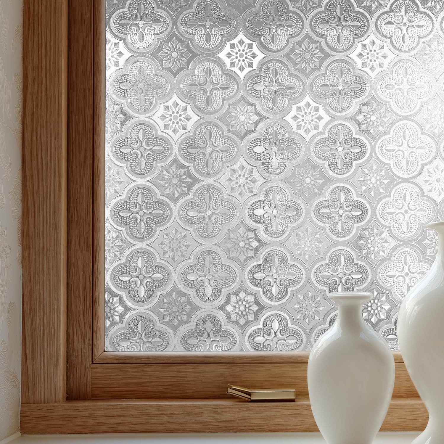 Window Privacy Film Decorative for Front Door, Bathroom Static Cling Stained …