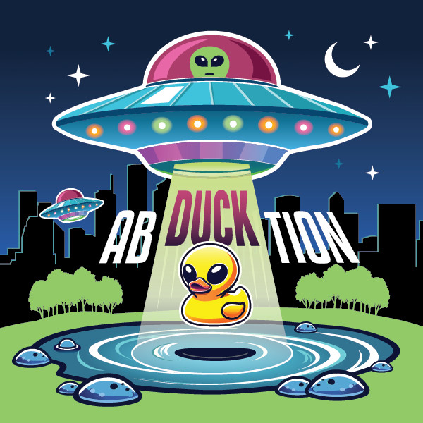 2 Alien Ab-duck-tion Stickers! Extra Terrestrial Glow in the Dark! Vinyl Decal