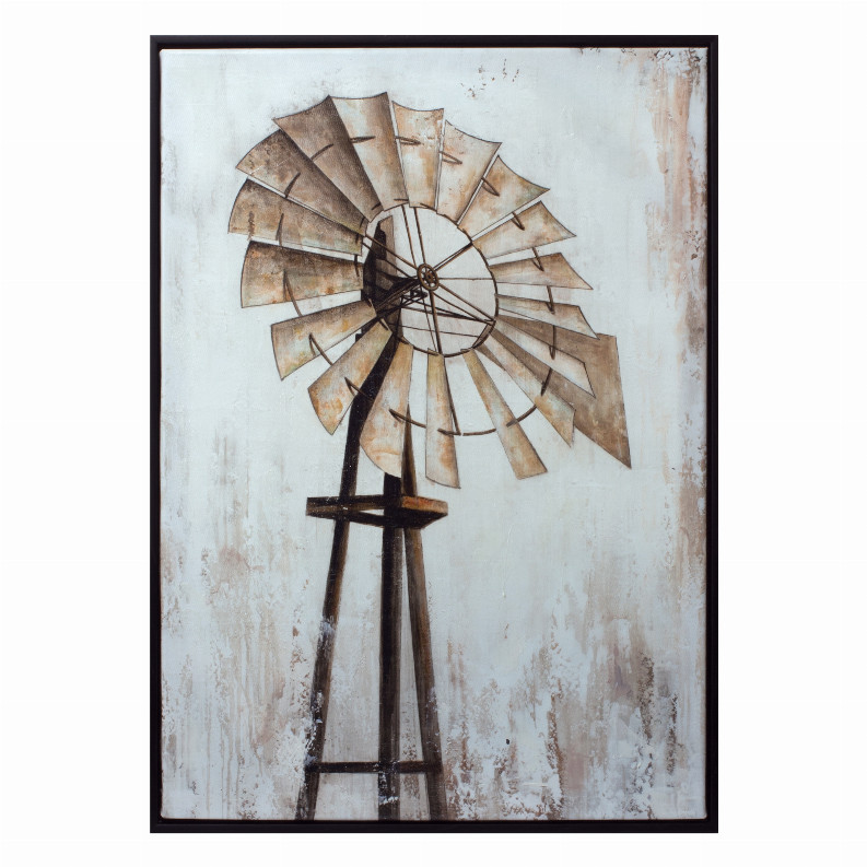 Framed Windmill Print 20.25"L x 28"H Canvas Style1