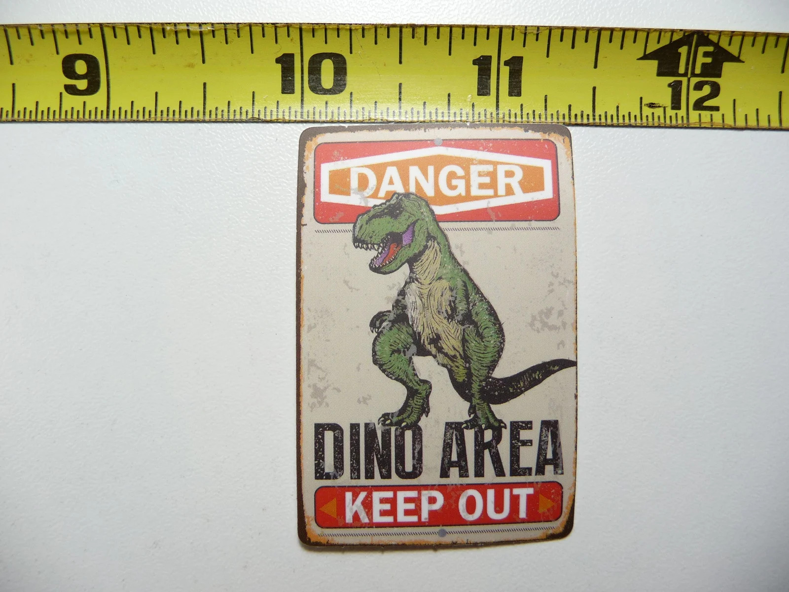 DANGER DINO AREA KEEP OUT DINOSAUR SMALL STICKER DECAL FUNNY FOR WALL DOOR