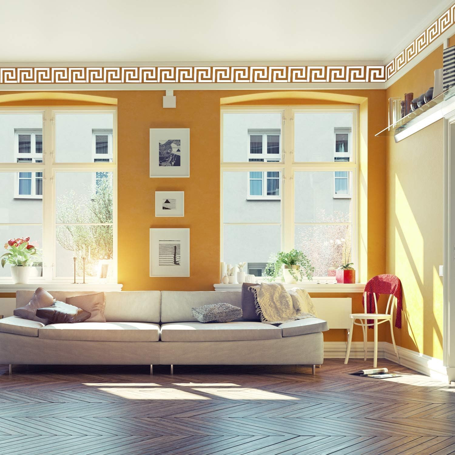 24 Pcs DIY Mirror Wall Stickers Removable Adhensive Geometric Greek Decals Peel