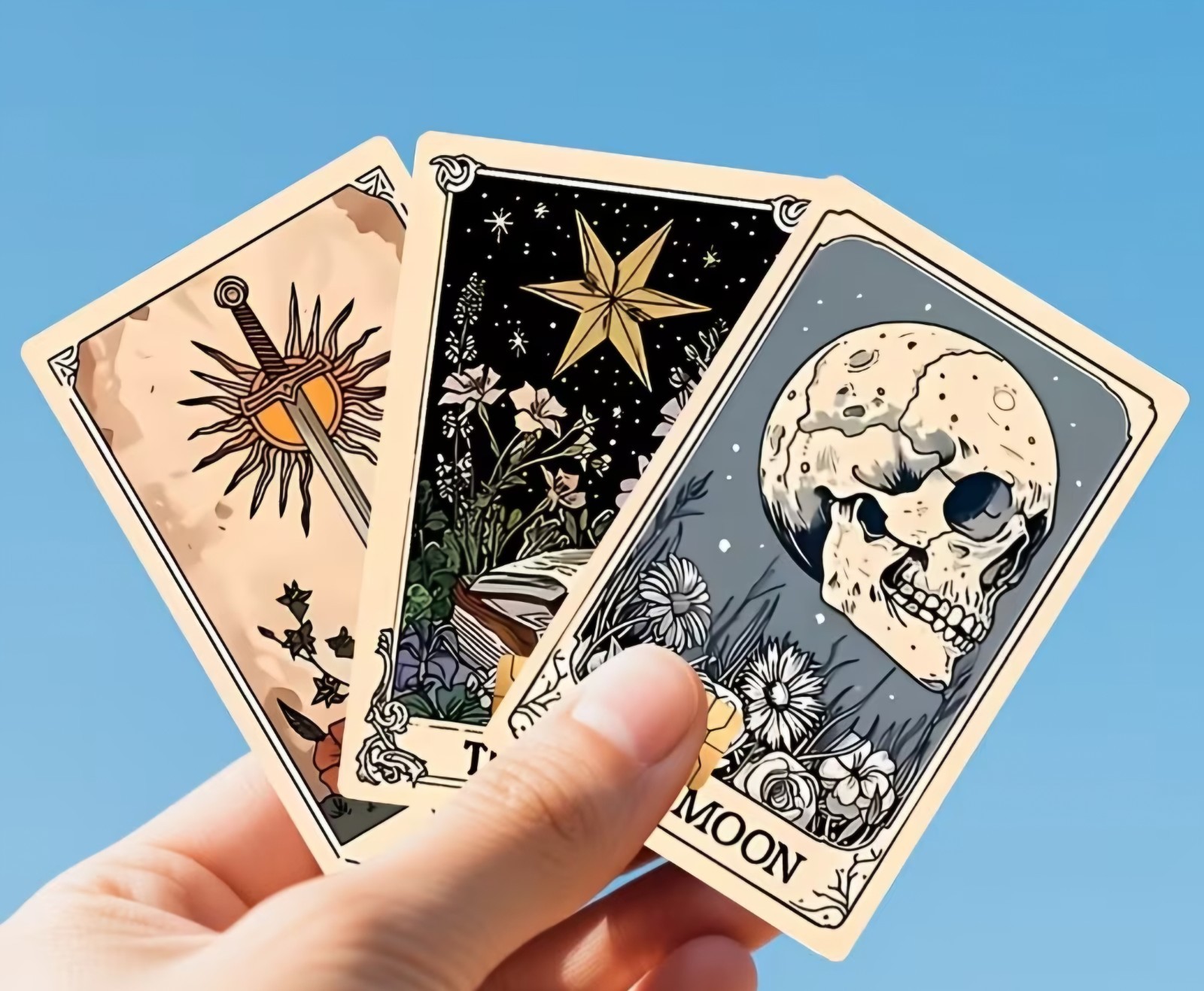 Set of 3 Moon Star Sun Tarot Card Credit Debit Card Sticker Skin Free Shipping