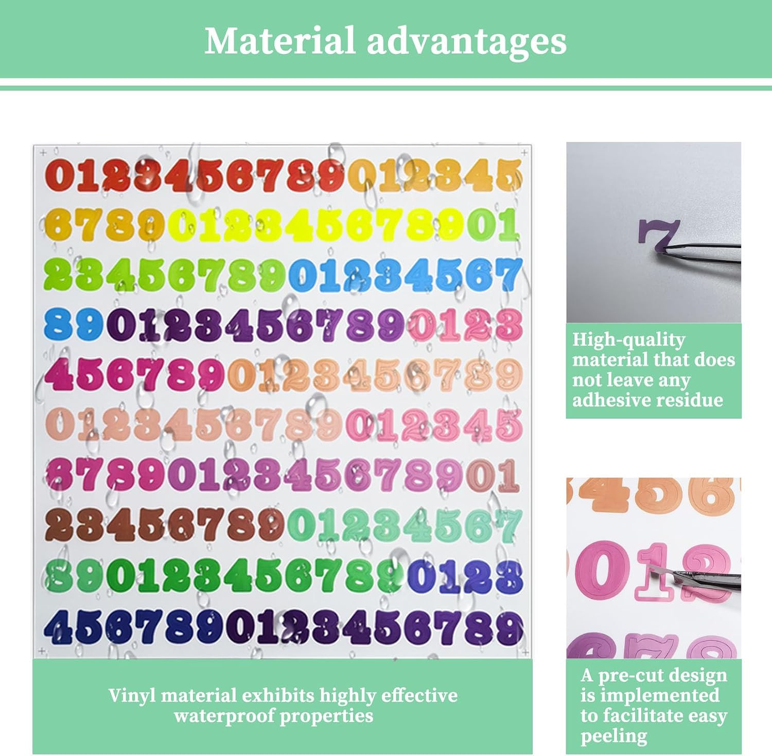 1/2 Inch Vinyl Number Stickers, 8 Sheets Waterproof Number Sticker | for Organiz
