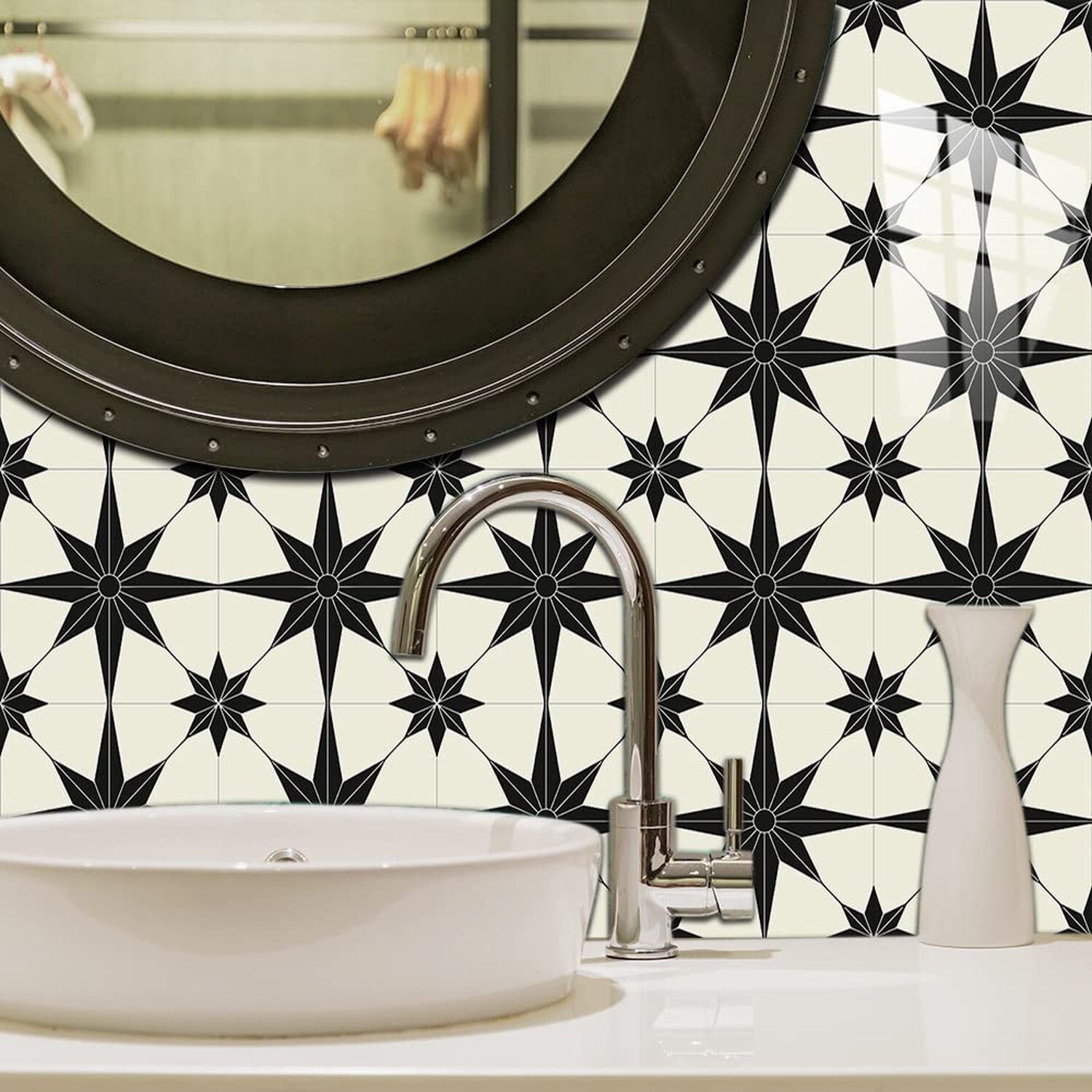 25 PCS Moroccan Style Tile Sticker, 4×4 Inch(10x10cm) Traditional DIY Murals,…