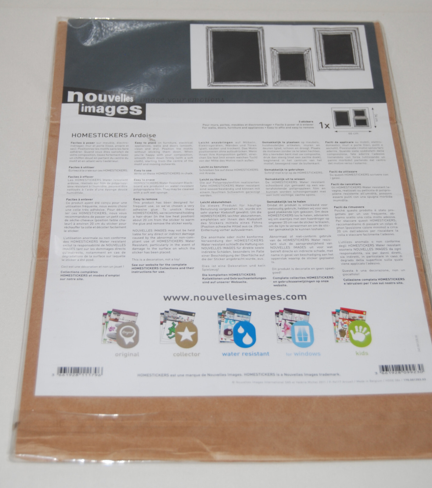 New 3-Pack HomeStickers Black Framed Write-On Chalkboard Blackboard Stickers