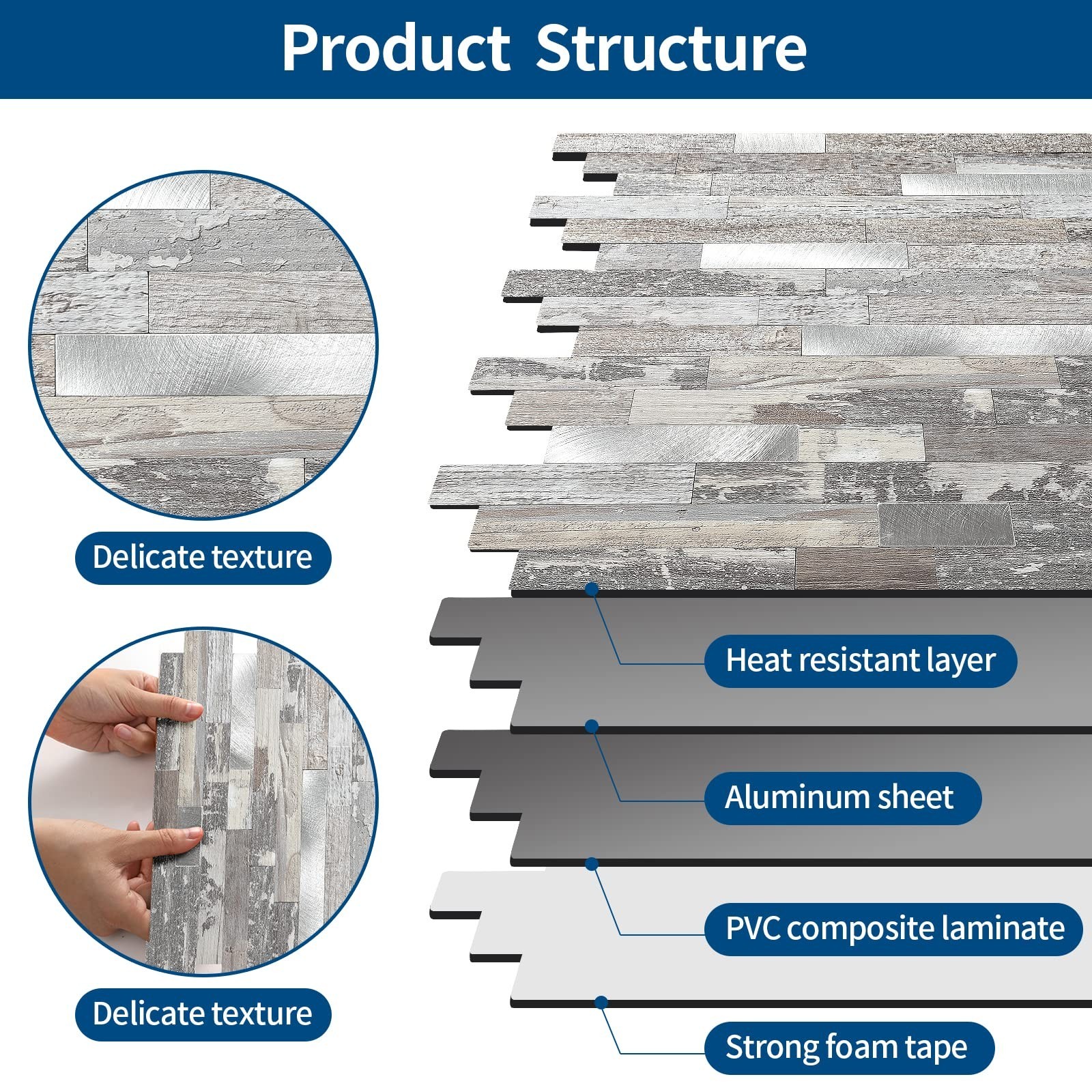 Yipscazo 20 – Sheet Peel and Stick Wood Metal Tile Backsplash, Stick on Tiles…