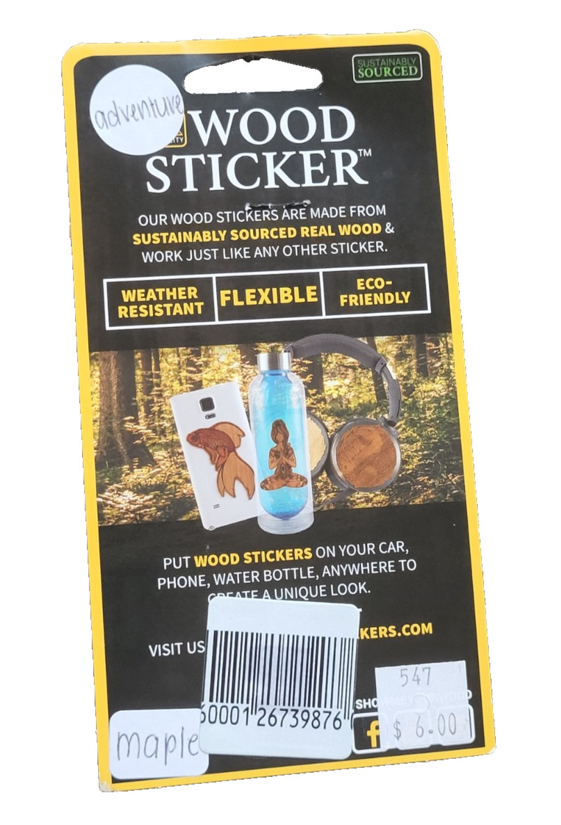 Wood Sticker "Adventure Is Out There" Biodegradable, Flexible, Dust City