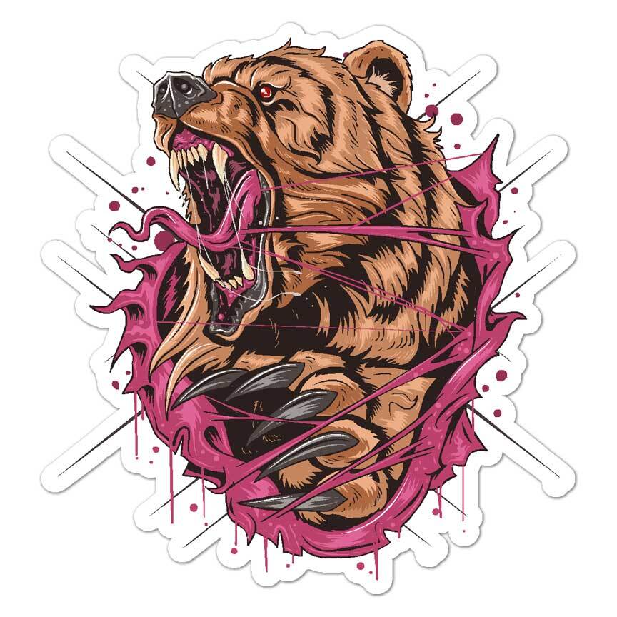 Grizzly Brown Bear, Vinyl Decal Sticker, Indoor Outdoor, 3 Sizes, #7951