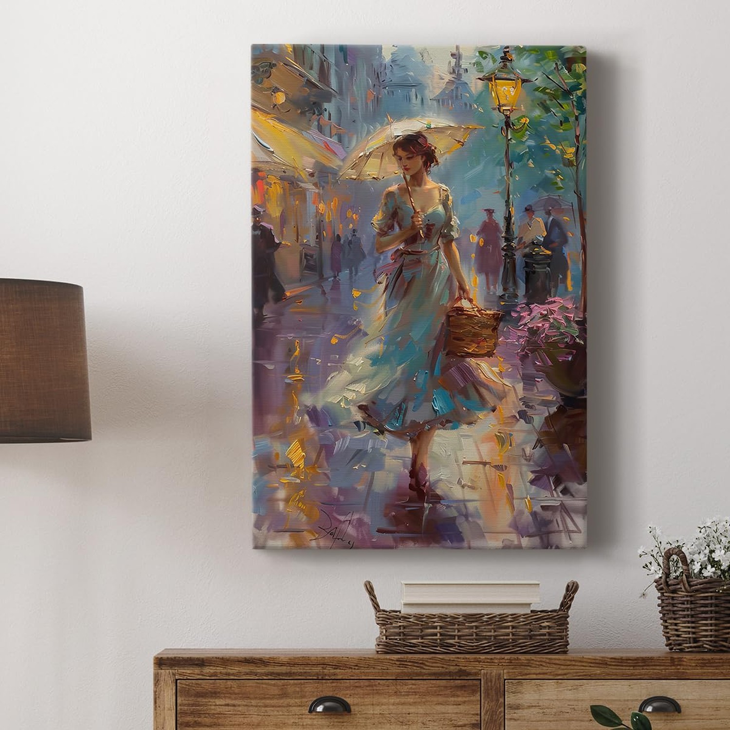 Renditions Gallery Wall Art Paintings for Home Woman walking with Parasol in …