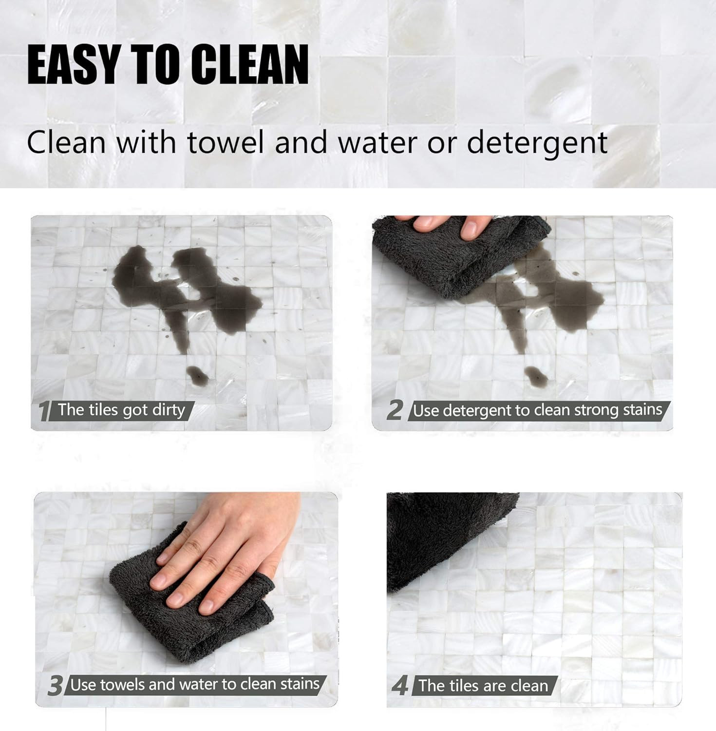Peel and Stick Mosaic Shell Backsplash Sticker for Kitchen, Bedroom and Bathroom