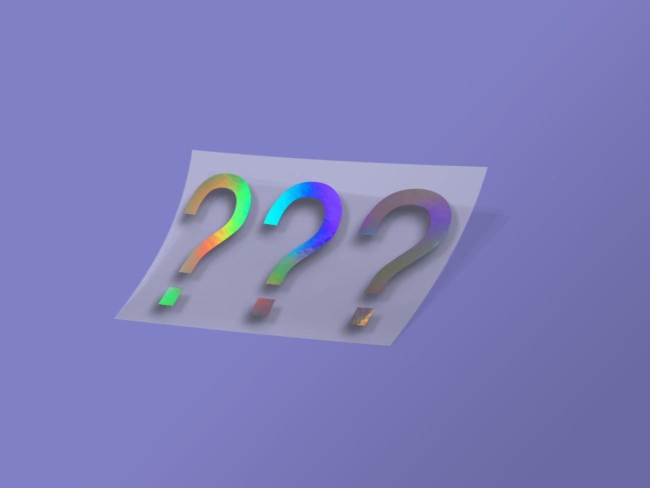 Question Mark Decal ? 55+ Colors Oil Slick, Reflective, Holographic Glitter Opal