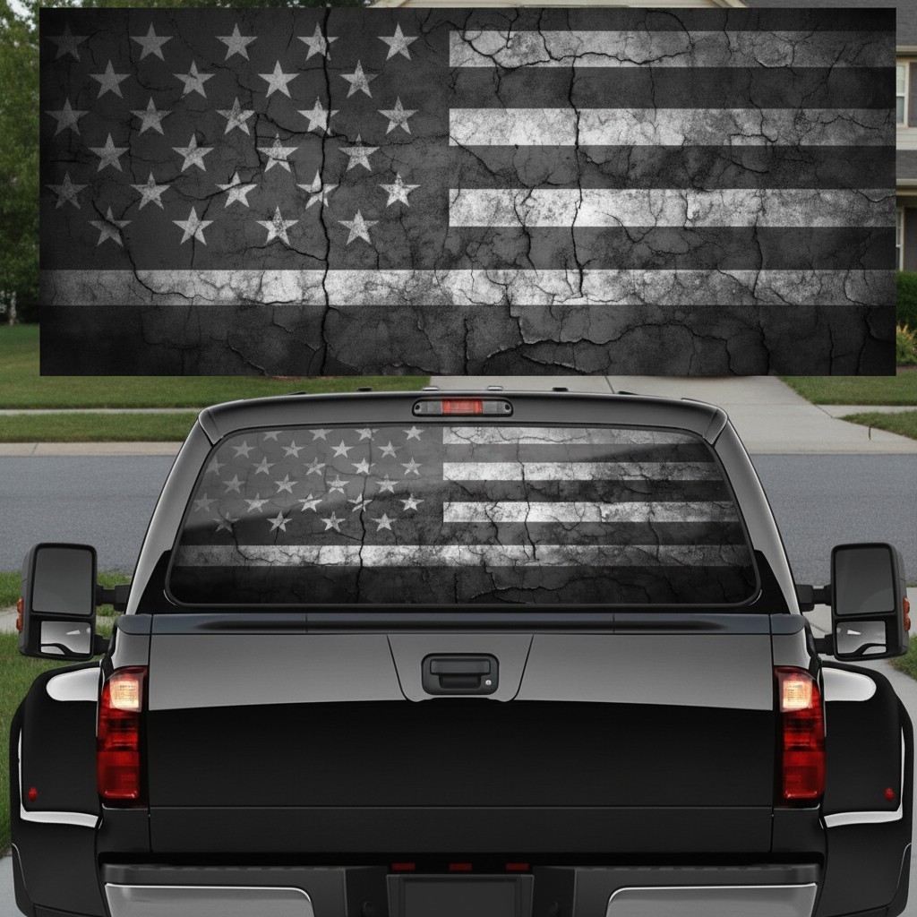 Patriotic American Flag Truck Back Window Graphics Decal,Patriotic Flag Perfo…