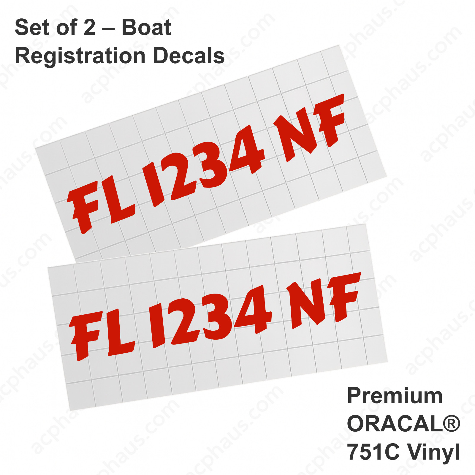 Boat Registration Numbers Decals – Custom ORACAL 751C Vinyl – Right & Left Set