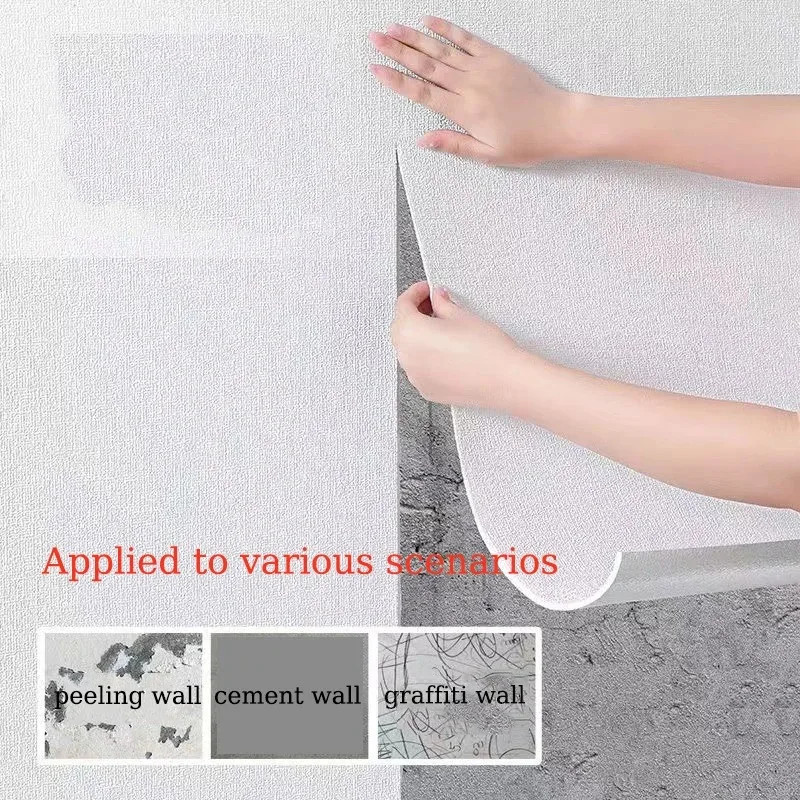 Self-adhesive Wallpaper Linen Thicken Waterproof Mildew Proof Plain Color Living