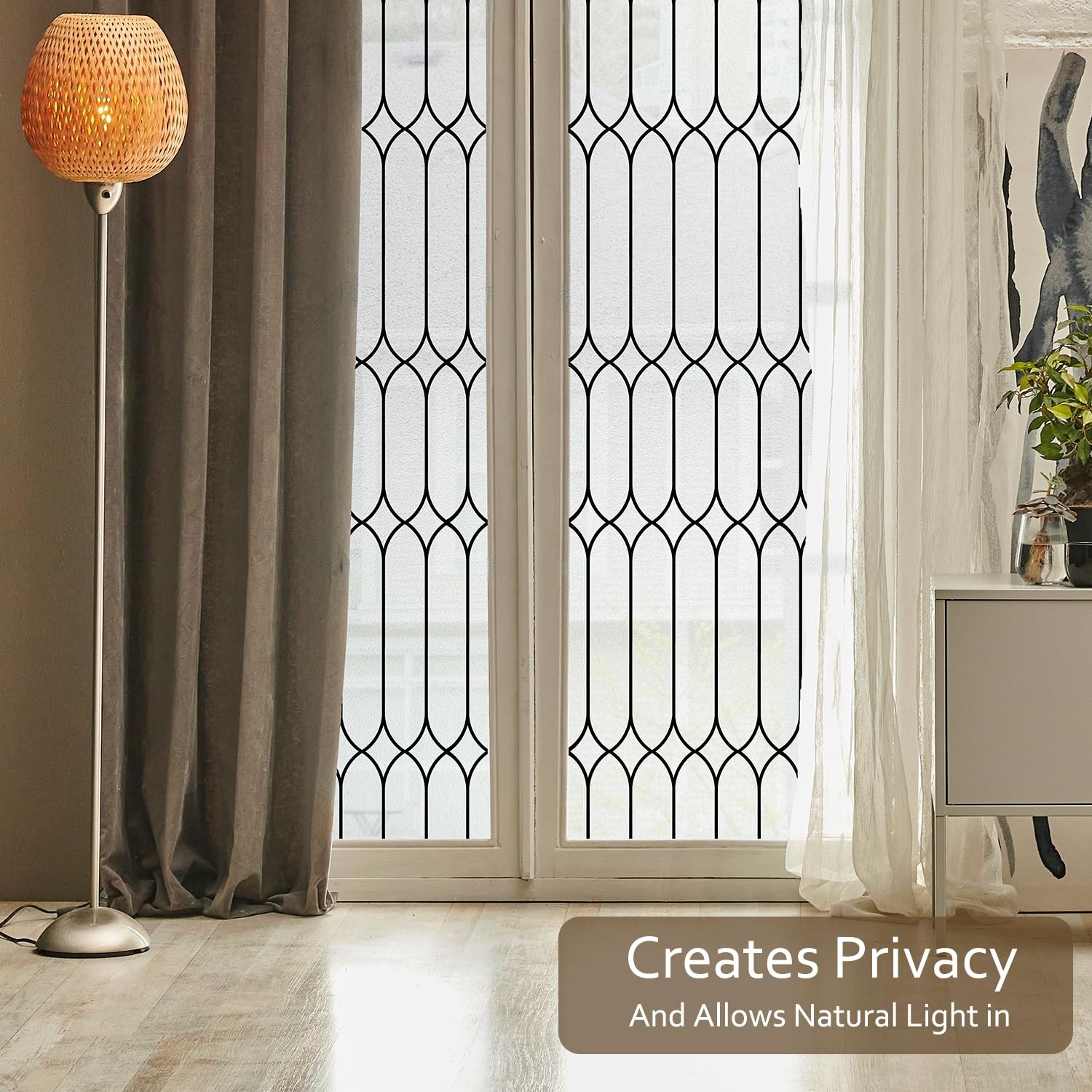 Window Privacy Film Stained Glass Frosted Glass, Static Cling Window Clings R…