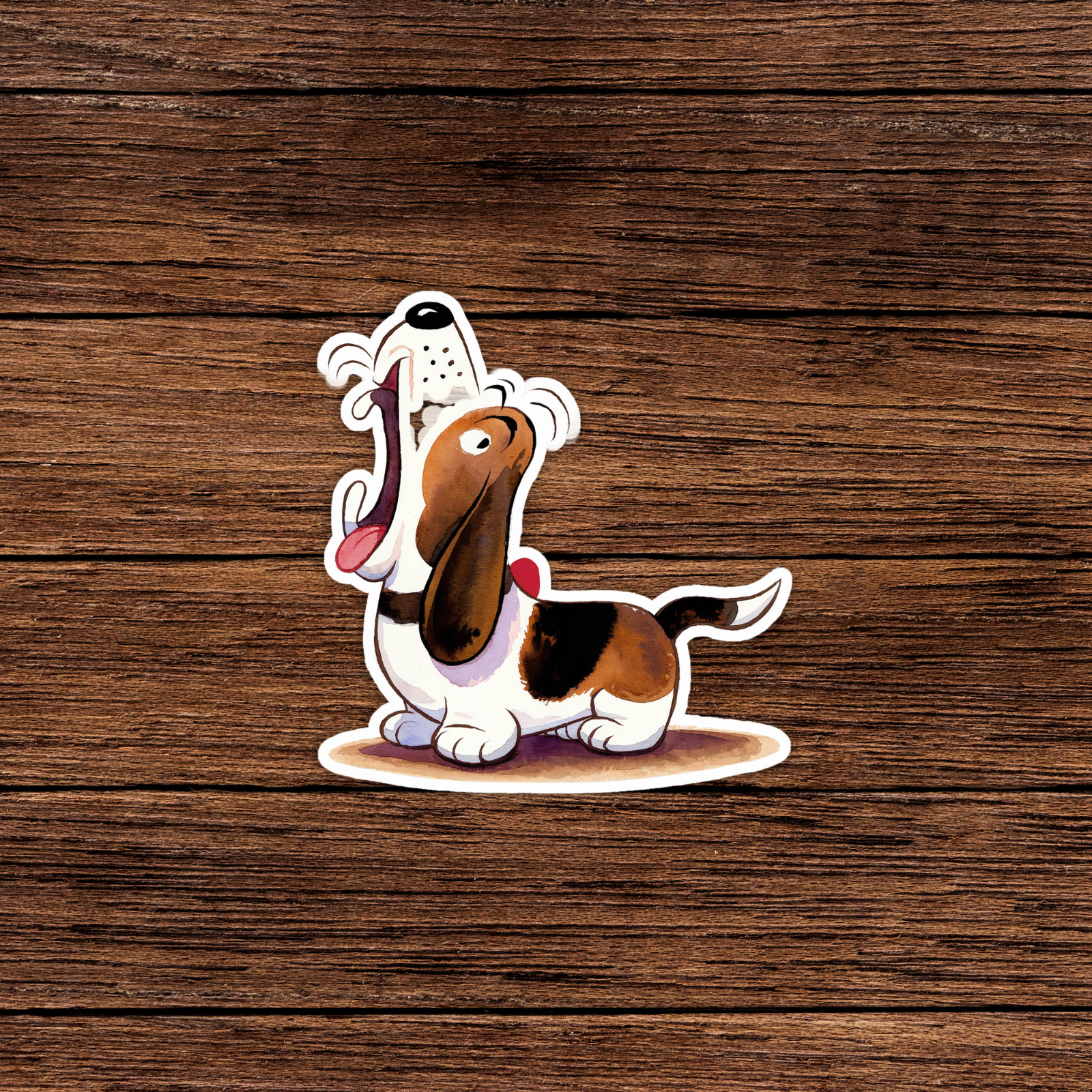 Adorable Basset Hound Sticker – Cute Cartoon Dog Illustration Art #1333