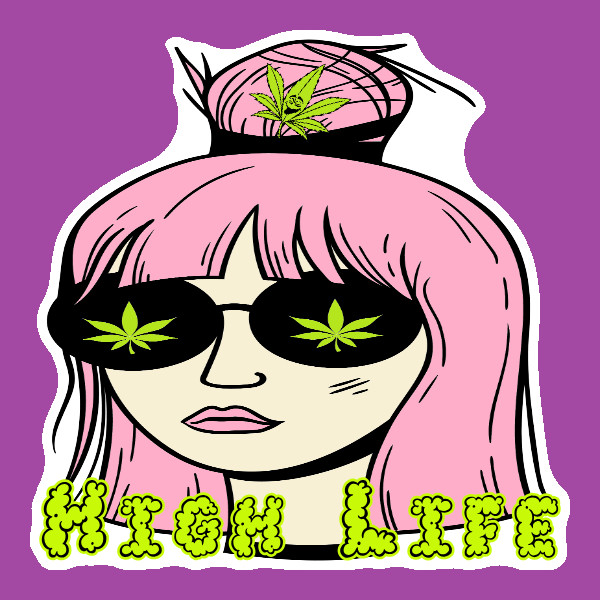 High Life Pink Stoner Girl Sticker Weed Cannabis Vinyl Weatherproof UV Safe