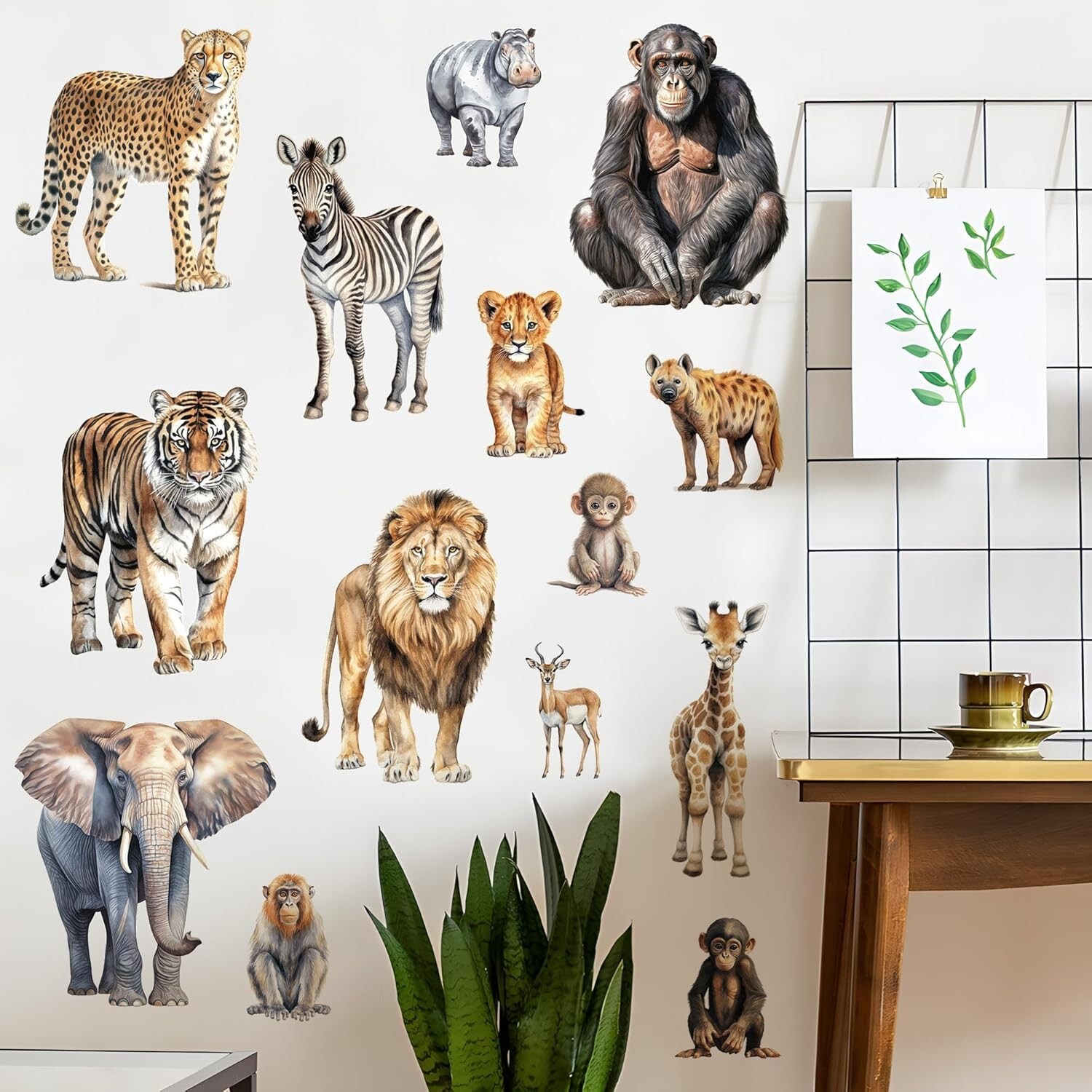 AM AMAONM Removable 3D Nature Jungle Wild Animals Wall Stickers DIY Peel and …