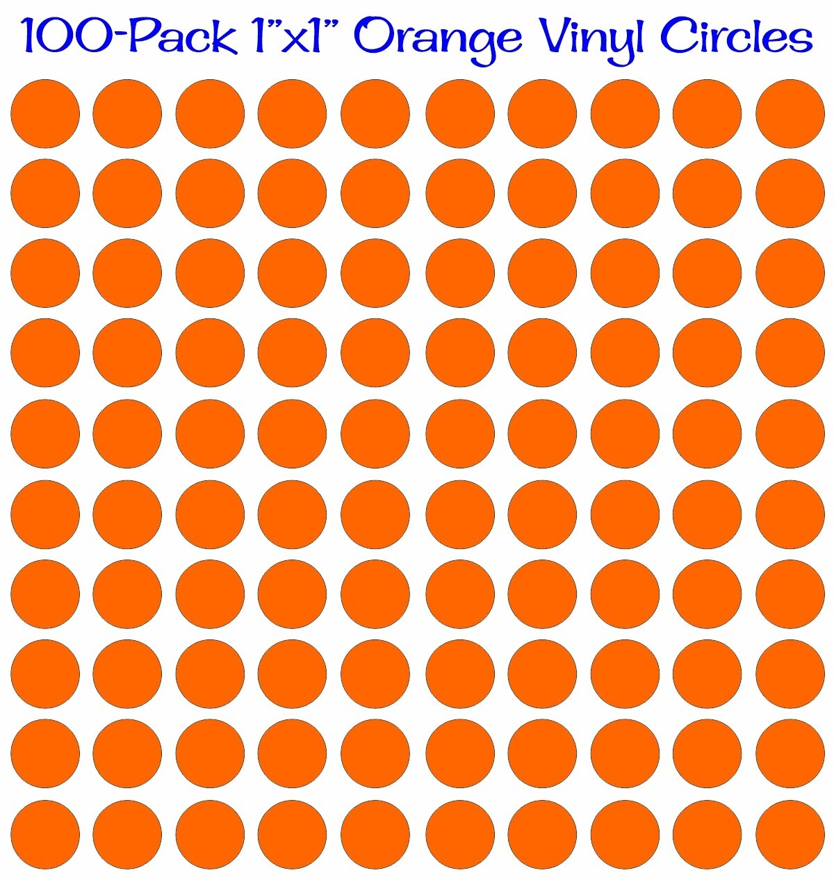 100 pack – 1"x1" Round Orange Vinyl Stickers / Decals Circles Polka Dots Die Cut
