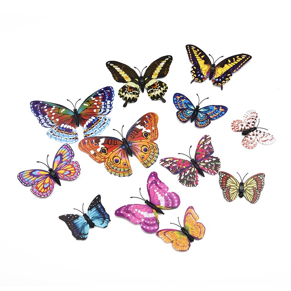 12Pcs – 3D/Luminous Butterfly Wall Stickers Double Layer Decals Home Art/ Decor