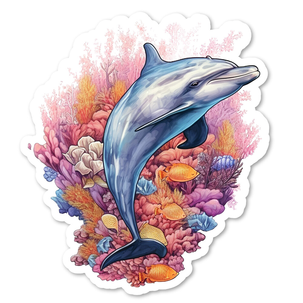 Dolphin, Sealife, Vinyl Sticker, Water Resistant, Indoor Use, 2 Sizes