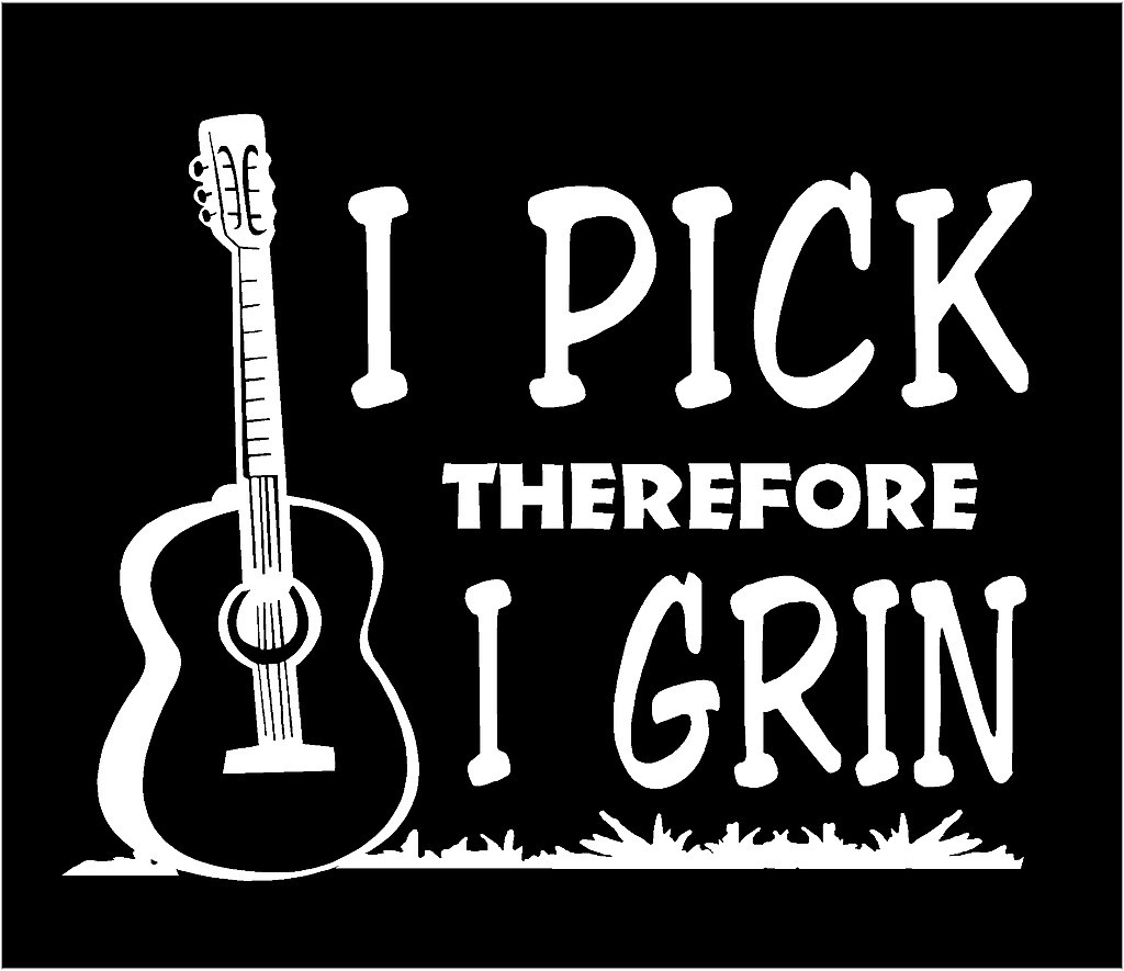 Guitar Decal I Pick Therefore I Grin Country Music Car Truck Vinyl Sticker