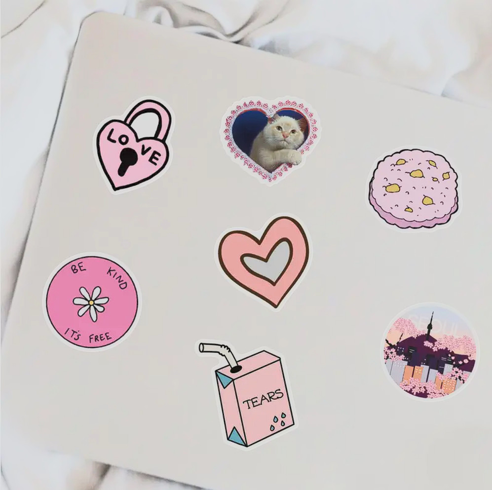 50pcs Cartoon Pink Girl Series Stickers Doodle Waterproof Motorcycles Stickers F