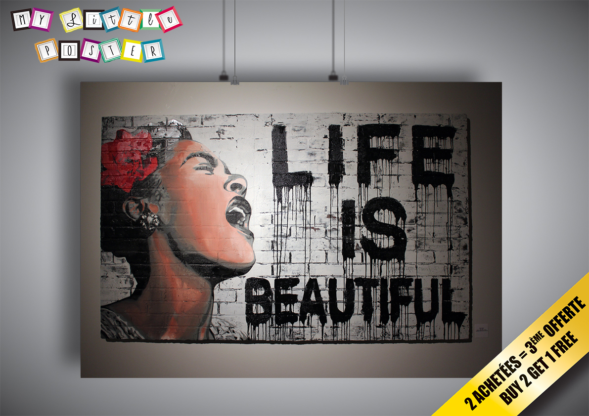 Poster BANKSY STREET ART Life Is Beautiful GRAFFITI Wall Art
