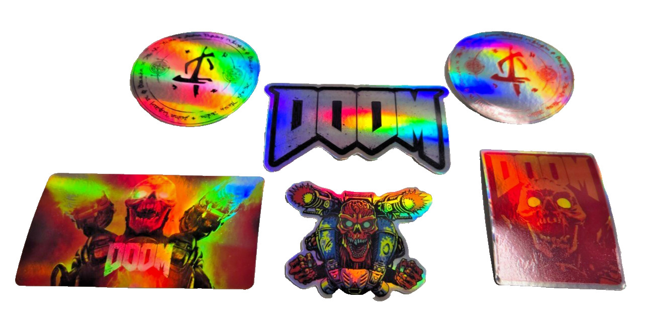 Doom Slayer Hell Demon Monster Video Games Holographic Vinyl Sticker Set of 6