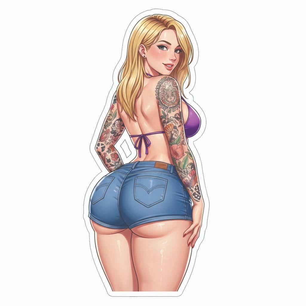 Pinup girl Anime sticker vinyl decal corset busty cheeky sexy seductive PPP