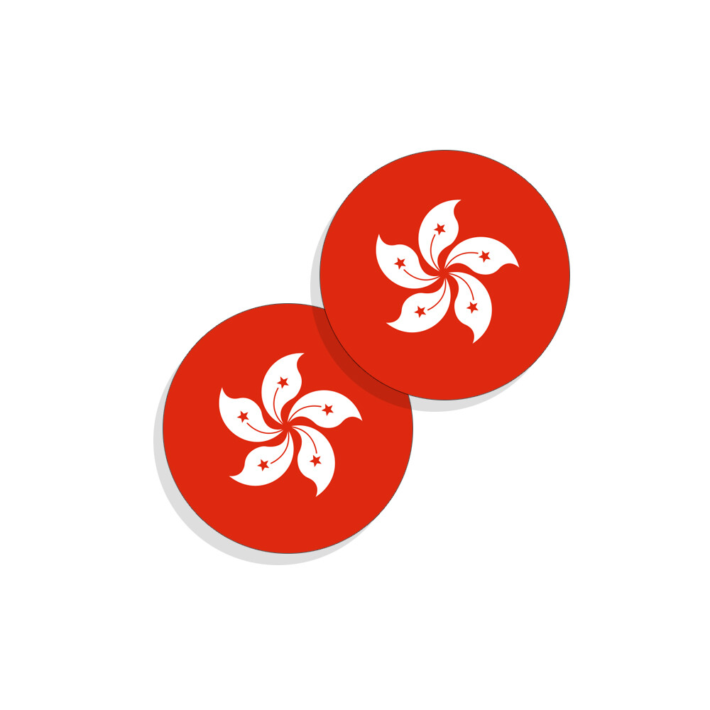 Hong Kong Flag Stickers Flag Decals Vinyl Round Indoor Outdoor Circles 4 pack
