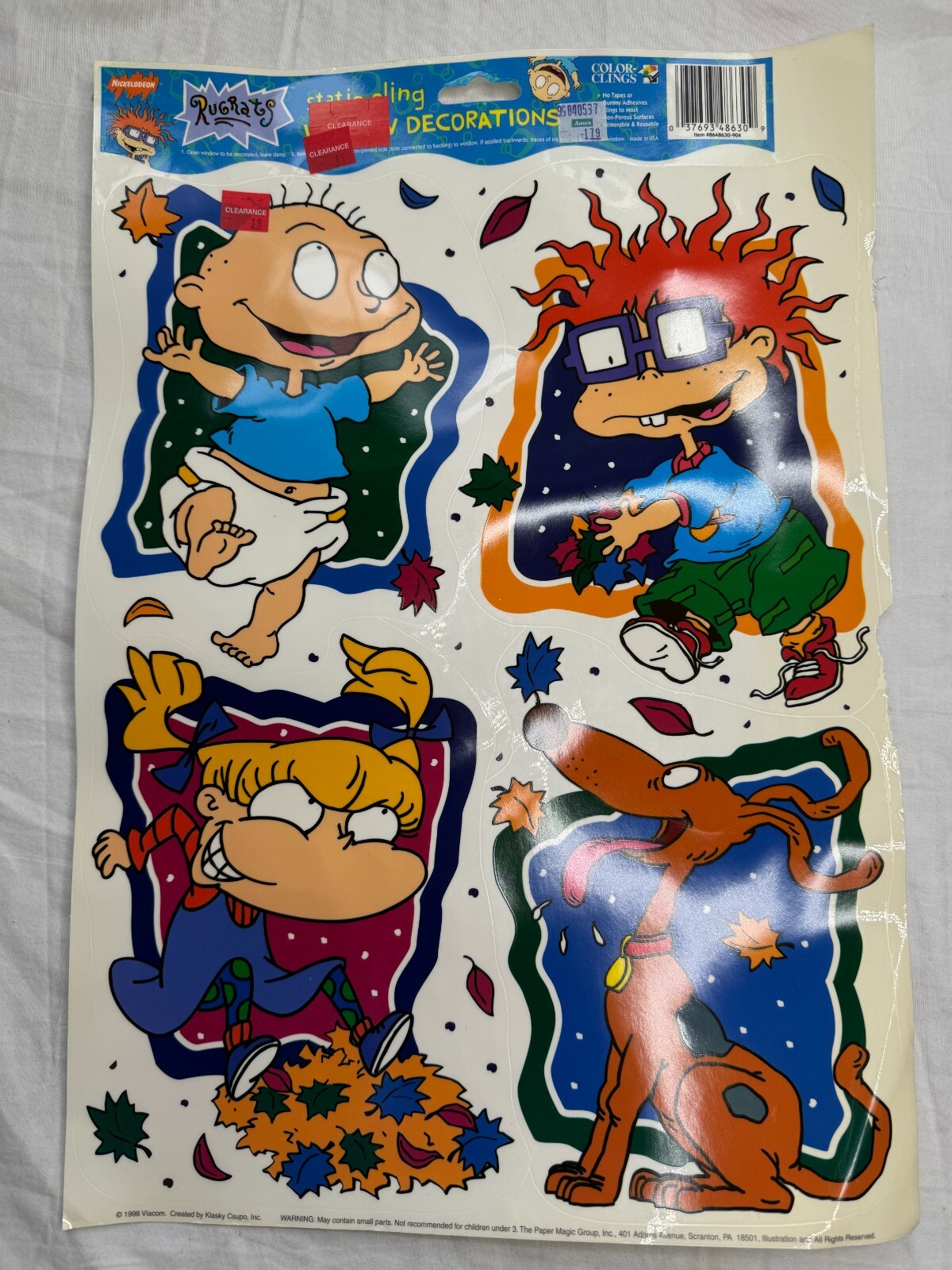 1998 Fall Season Window Clings – Rugrats – Window Decorations – Nickleodeon