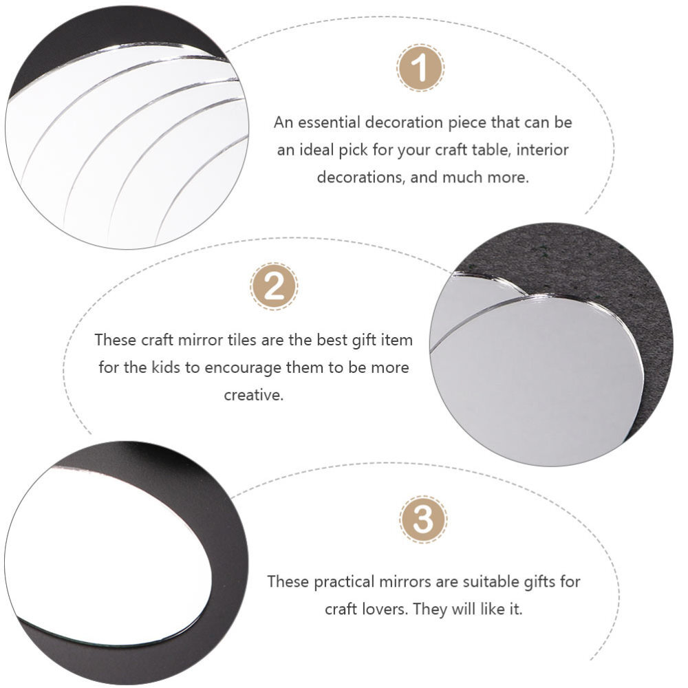 20PCS Round Mirror Tiles Craft Mirror Beveled Glass Mirror Crafts Mirror Tiles