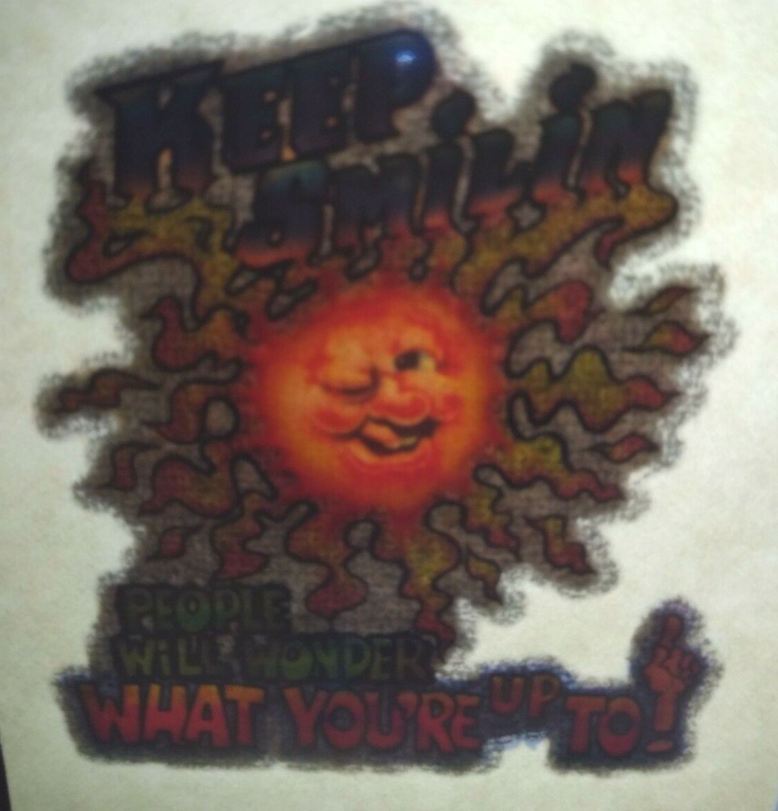 Keep Smilin Sunshine Screamin Gleamin Glitter Iron-On Decal Donruss 1970 Vintage
