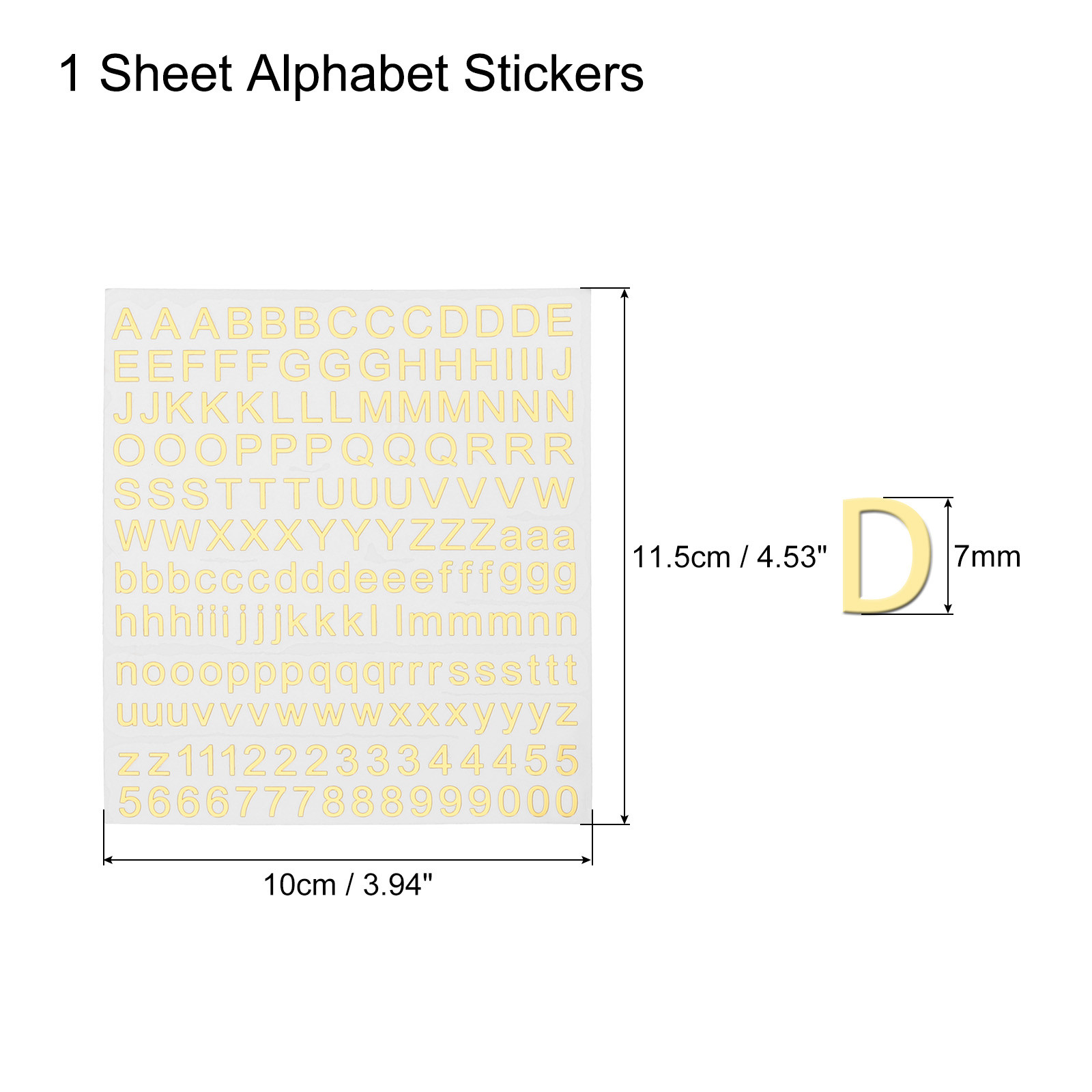 Alphabet Letters Number Resin Stickers 3D Small A to Z 1 to 9 Gold Sticker