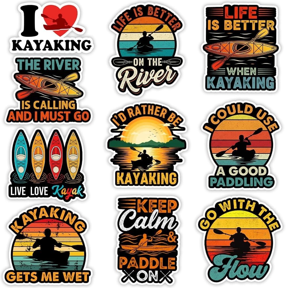 10Pcs, 3×3] Kayaking Sticker Pack – Funny Vinyl Stickers for Kayakers, River …