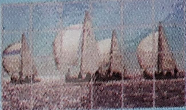 STOVE BACKSPLASH STICKER / WALL DECAL (35" x 23") BOATS WITH SAILS IN THE OCEAN