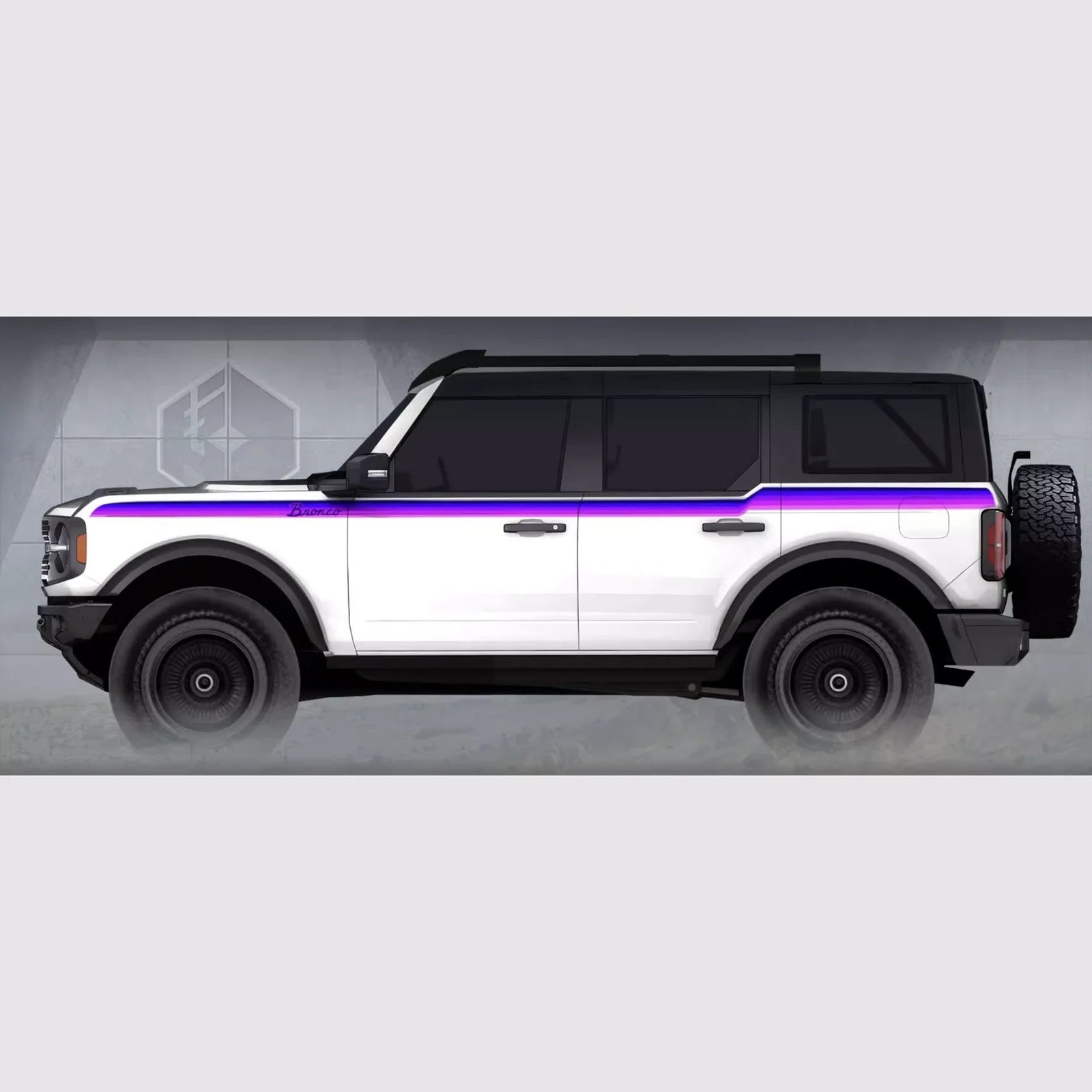 Aftermarket Colored Side & Waistline Stripe Decal for Ford Bronco (2021–2023) |